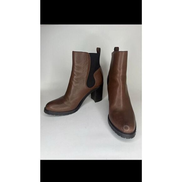 Sartore Paris Brown Leather Ankle Chelsea Vibram Heel Booties Women’s 38EU/7M US - Picture 1 of 13